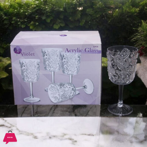Violet Acrylic Paisley Wine Glass Set of 6 Pcs in Pakistan