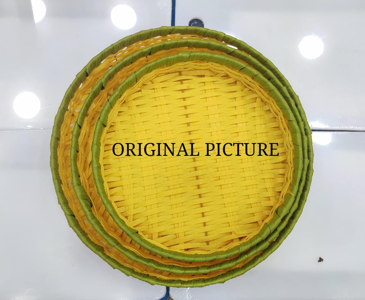 Washable Cane Material High Quality Fruite Basket Set Of 3