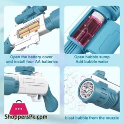 Automatic Colorful Bubblegun 6000Bubblesminute With Lighting Effect Bubble Toy With 100Ml Bubble Liquid For Children Colorful Bubble Spray Bubblegun For Kids