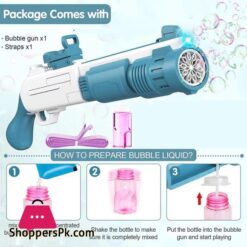 Automatic Colorful Bubblegun 6000Bubblesminute With Lighting Effect Bubble Toy With 100Ml Bubble Liquid For Children Colorful Bubble Spray Bubblegun For Kids
