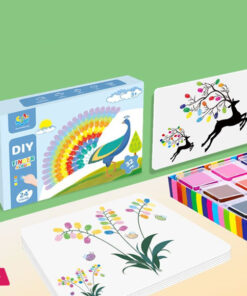 12 Color Washable Ink Stamp Pad 16 Cartoon Finger Painting Cards Finger Drawing Toys Boys Girls Party Favor Kids Gift