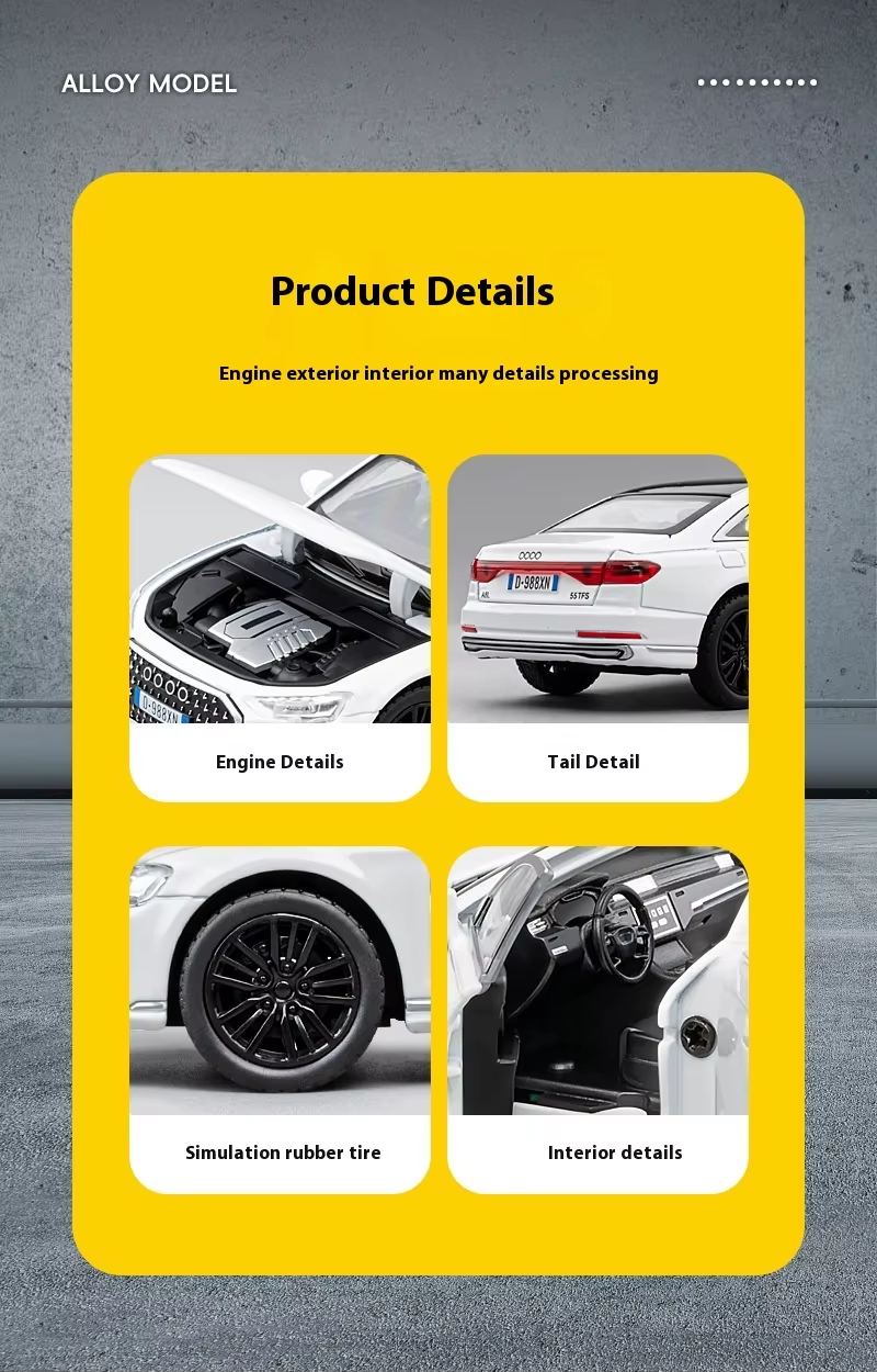 1:32 Audi A8 Car Toy Alloy Dieast Metal Model Car
