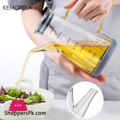 1Pc Glass Oil Pot For 700Ml Capacity Oil Bottle With Graduated Stainless Steel Lid Anti-Leak Anti-Slip