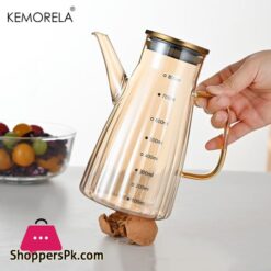 1Pc Glass Oil Pot For 700Ml Capacity Oil Bottle With Graduated Stainless Steel Lid Anti-Leak Anti-Slip