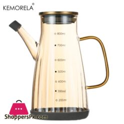 1Pc Glass Oil Pot For 700Ml Capacity Oil Bottle With Graduated Stainless Steel Lid Anti-Leak Anti-Slip