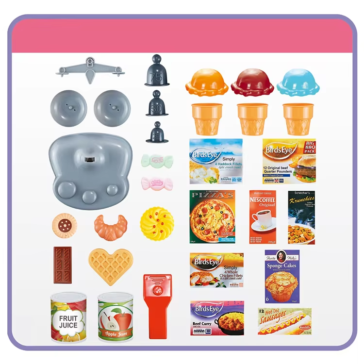 2 In 1 Children Supermarket Toy Trolley Shopping Cart Toys Kids Pretend Play Toys Set