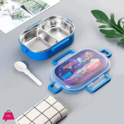 2 Partition Stainless Steel School Lunch Box with Spoon