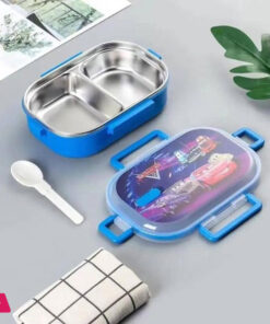 2 Partition Stainless Steel School Lunch Box with Spoon