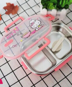 2 Partition Stainless Steel School Lunch Box With Spoon 11 2 Partition Stainless Steel School Lunch Box With Spoon - Image 4