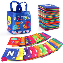 26 PCS Baby Soft Alphabet Cards, ABC Learning Flash Cards with Storage Bag, Washable