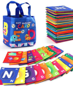 26 PCS Baby Soft Alphabet Cards, ABC Learning Flash Cards with Storage Bag, Washable