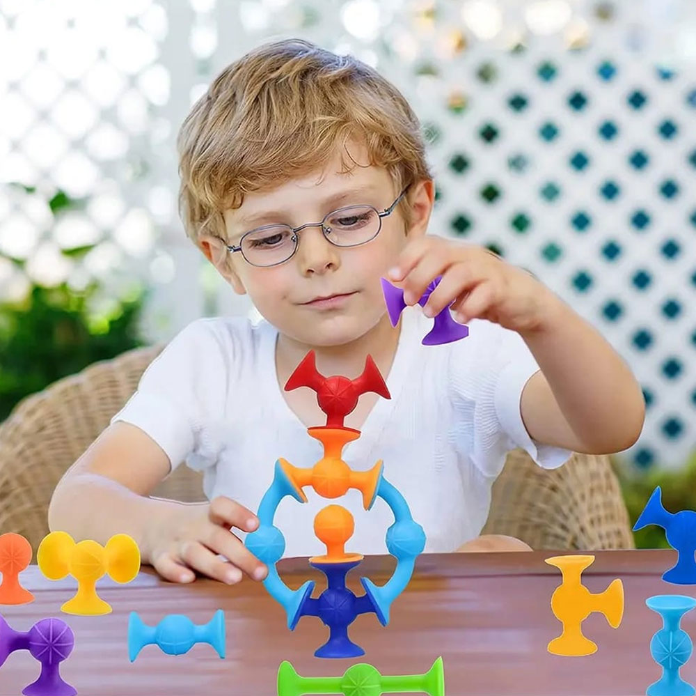 Mini Suckers (Squigz) Suction Building Blocks – Construction Toy – 90 Pieces