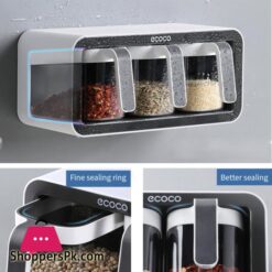 3 Cups Wall Mount Spice Rack With Spoon 11 3 Cups Wall Mount Spice Rack With Spoon