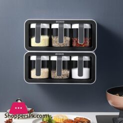 3 Cups Wall Mount Spice Rack With Spoon 13 3 Cups Wall Mount Spice Rack With Spoon