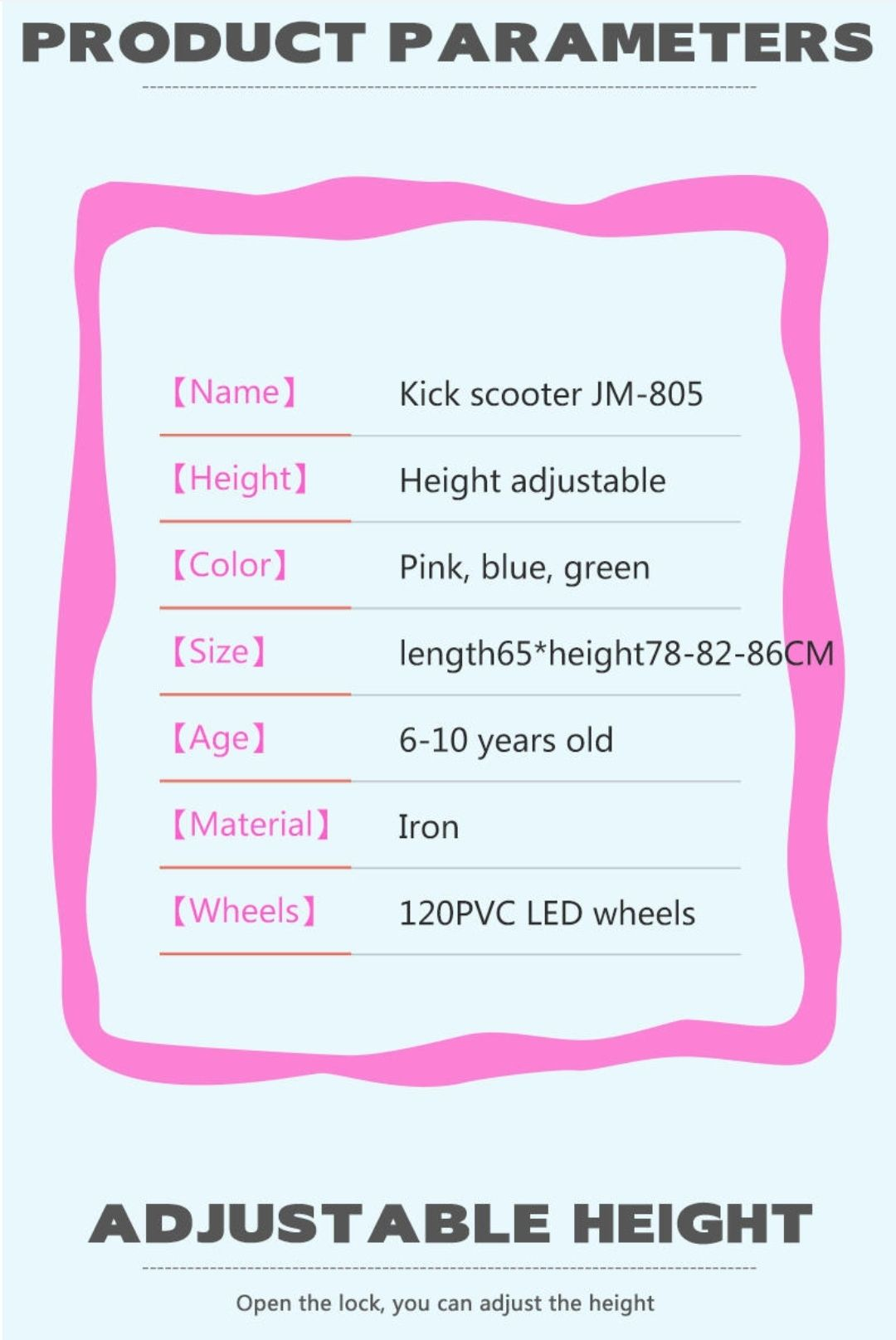 High Quality 3-Wheel Portable Stylish Padded Handles Kick Scooter Flashing Wheels 6-10 Years Kids