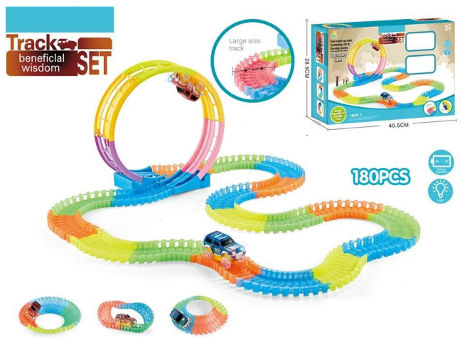 360 Degree Colorful Race Car Track Set 180Pcs