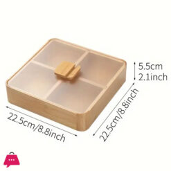Household Snack Box With Transparent Cover, Bamboo Candy Storage Box, Suitable For Kitchen, Home Living Room, Restaurant, Table Organizers, Kitchen Supplies 1 Pcs