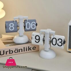 Auto Flip Calendar Flipping Clock Nordic Home Decor Figures Clocks Stainless Steel Mechanical Auto Flip Office Living Room Desk Decor