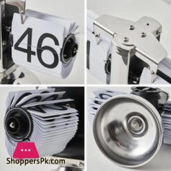 Auto Flip Calendar Flipping Clock Nordic Home Decor Figures Clocks Stainless Steel Mechanical Auto Flip Office Living Room Desk Decor