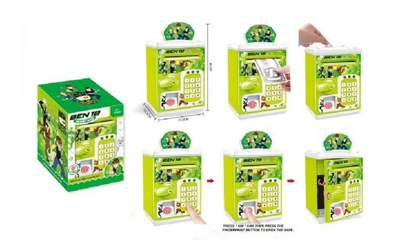 Ben-10 Finger Print &Amp; Number Bank Money Saver Atm With Light Music