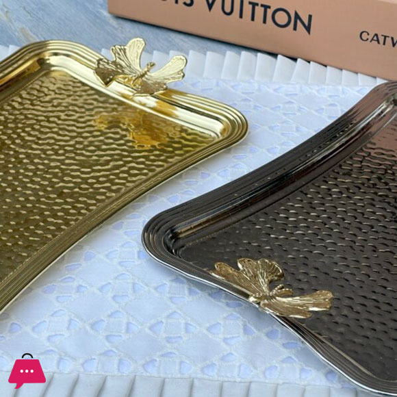 Butterfly Turkish Elegance &Amp; Silver Serving Tray 30 X 19Cm 6 Butterfly Turkish Elegance &Amp; Silver Serving Tray 30 X 19Cm - Image 4