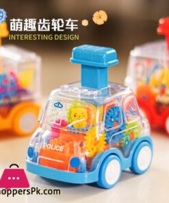Douyin childrens puzzle transparent gear toy car press pull back inertia glide car gifts wholesale