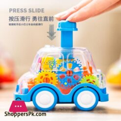 Douyin Childrens Puzzle Transparent Gear Toy Car Press Pull Back Inertia Glide Car Gifts Wholesale