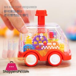 Douyin Childrens Puzzle Transparent Gear Toy Car Press Pull Back Inertia Glide Car Gifts Wholesale