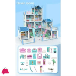 Children‘s Toy Snow Princess Doll House Villa Castle Girl Home Toy (Nine Rooms 1 Terrace )