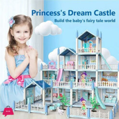 Children‘s Toy Snow Princess Doll House Villa Castle Girl Home Toy (Nine Rooms 1 Terrace )