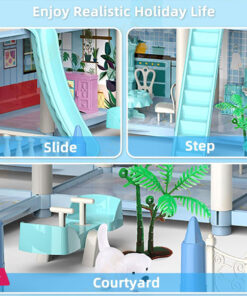 Children‘s Toy Snow Princess Doll House Villa Castle Girl Home Toy 4 Story 14 Rooms - Image 3