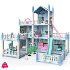 Children‘s Toy Snow Princess Doll House Villa Castle Girl Home Toy 7 Rooms 1 Terrace