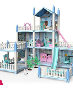 Children‘s Toy Snow Princess Doll House Villa Castle Girl Home Toy 7 Rooms 1 Terrace