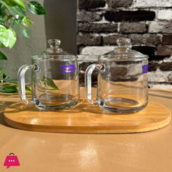 Delisoga Glass Transparent Coffee Mug with Lids Set of 2