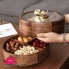 Double Layer Walnut Solid Wood Fruit Plate European Home Modern Dried Fruit Snack Dishes