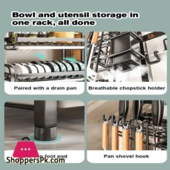 Drainer Rack Dish Storage Bowl Shelf Iron Multi-Functional Plate Racks Simple Draining Kitchen 2-Tier