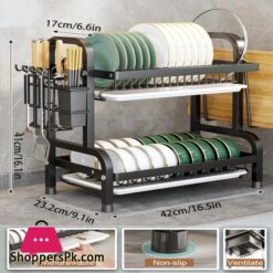 Drainer Rack Dish Storage Bowl Shelf Iron Multi-Functional Plate Racks Simple Draining Kitchen 2-Tier