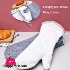 Durable Oven Mitt Silicone Soft Cotton Lining Oven Glove Anti-Scalding Anti-Slip Heat Resistant Microwave Glove Kitchen Supplies