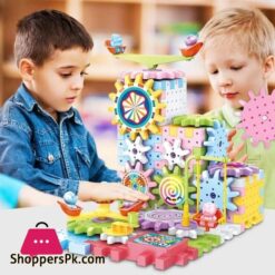 Electric Building Block Gear Toy Set Diy Plastic Brick Toys Colourful Building Block Large Particle Electric Gear Rotating Assembly Block Children Early Education Puzzle Fun Learning Blocks Gifts For Birthday