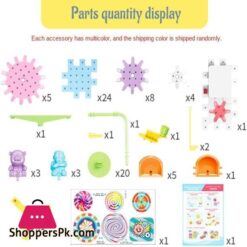 Electric Building Block Gear Toy Set Diy Plastic Brick Toys Colourful Building Block Large Particle Electric Gear Rotating Assembly Block Children Early Education Puzzle Fun Learning Blocks Gifts For Birthday