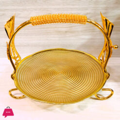 Orchid Golden Glass Platter With Handle Stand