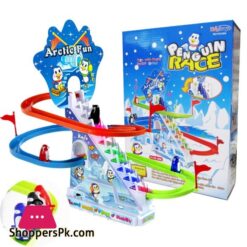Penguin Slide Race Track With Flashing Rhythmic Music Light Toy