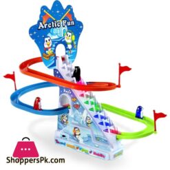 Penguin Slide Race Track With Flashing Rhythmic Music Light Toy