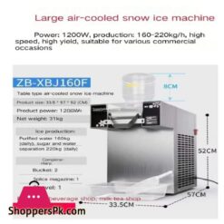 Snowflake Ice Machine Zb-Xbj160F Popular 1200W Milk Ice Shaver Machine Snowflake Bingsu Machine Snow Ice-Cream