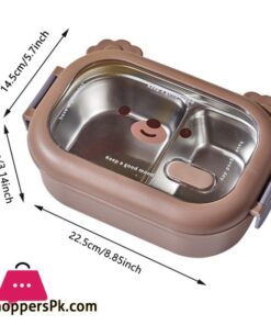 Stainless Steel Bento Box 2 Compartments Cartoon School Lunch Box