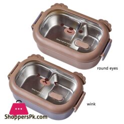 Stainless Steel Bento Box 2 Compartments Cartoon School Lunch Box
