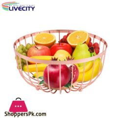 Countertop Fruit Bowl Stylish Metal Wire Fruit Basket Large Round Storage Baskets For Kitchen Counter Modern Fruit Bowl Vegetable Stand Holder Perfect For Snacks Southeast Buyers Dining Table