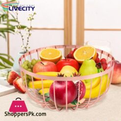 Countertop Fruit Bowl Stylish Metal Wire Fruit Basket Large Round Storage Baskets For Kitchen Counter Modern Fruit Bowl Vegetable Stand Holder Perfect For Snacks Southeast Buyers Dining Table
