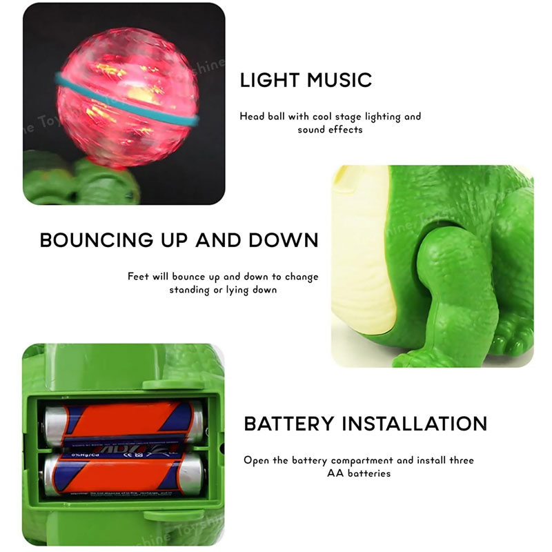 T-Rex Dino Rotating Head Ball 360° Stunt Performing Musical Toy