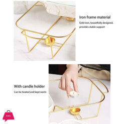 Twin Chafing Dish Buffet Set Ceramics Chafer With Marble Finish Chafer And Buffet Warmer 11.5 Inch